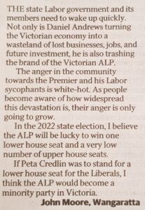 Election prediction, Herald Sun letters, 19 Feb 2021