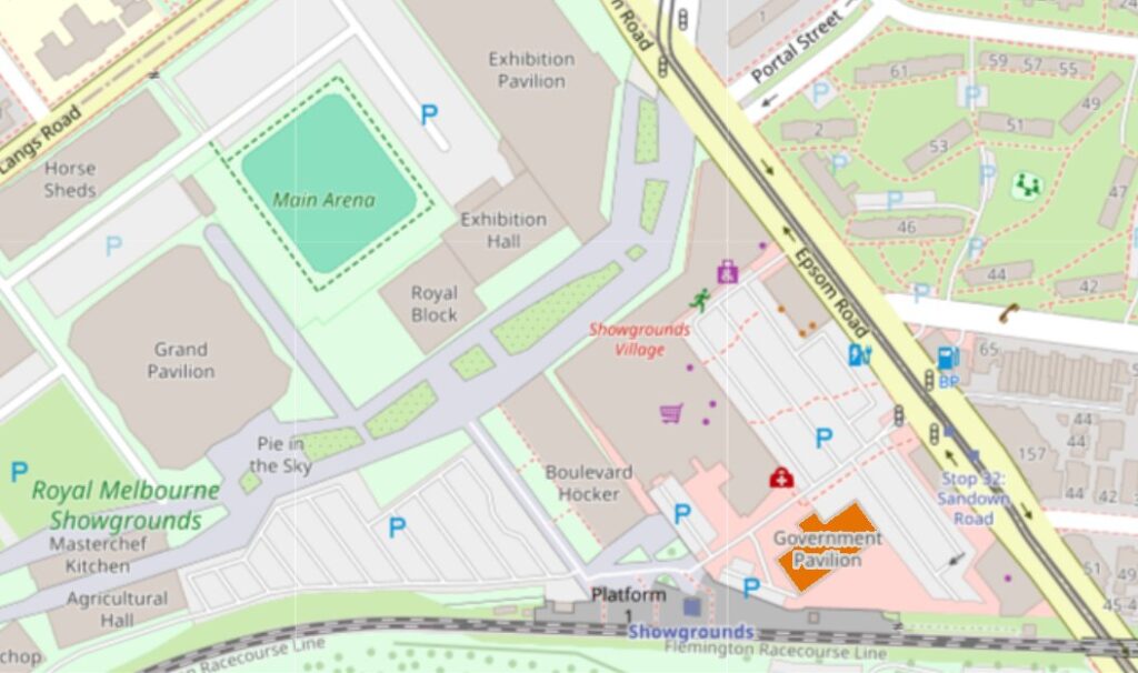 Pavilion location Map from OpenStreetMap